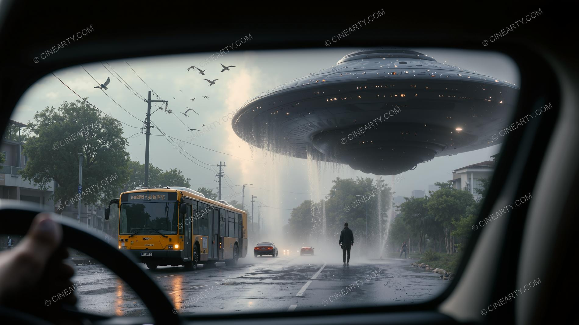 Flying Saucer in a Car's Window 60660