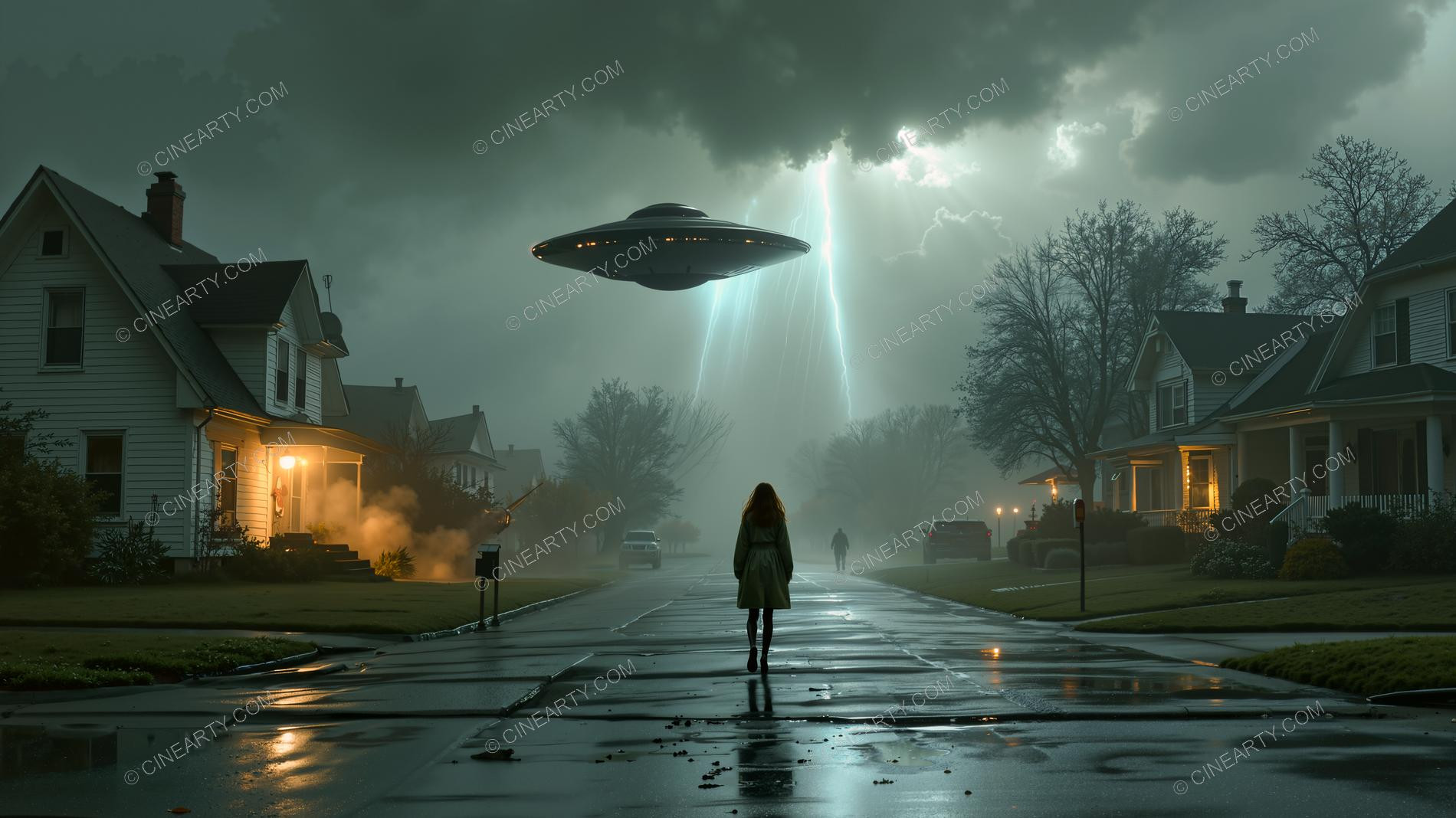 Flying Saucer in a Twilight Town 73220