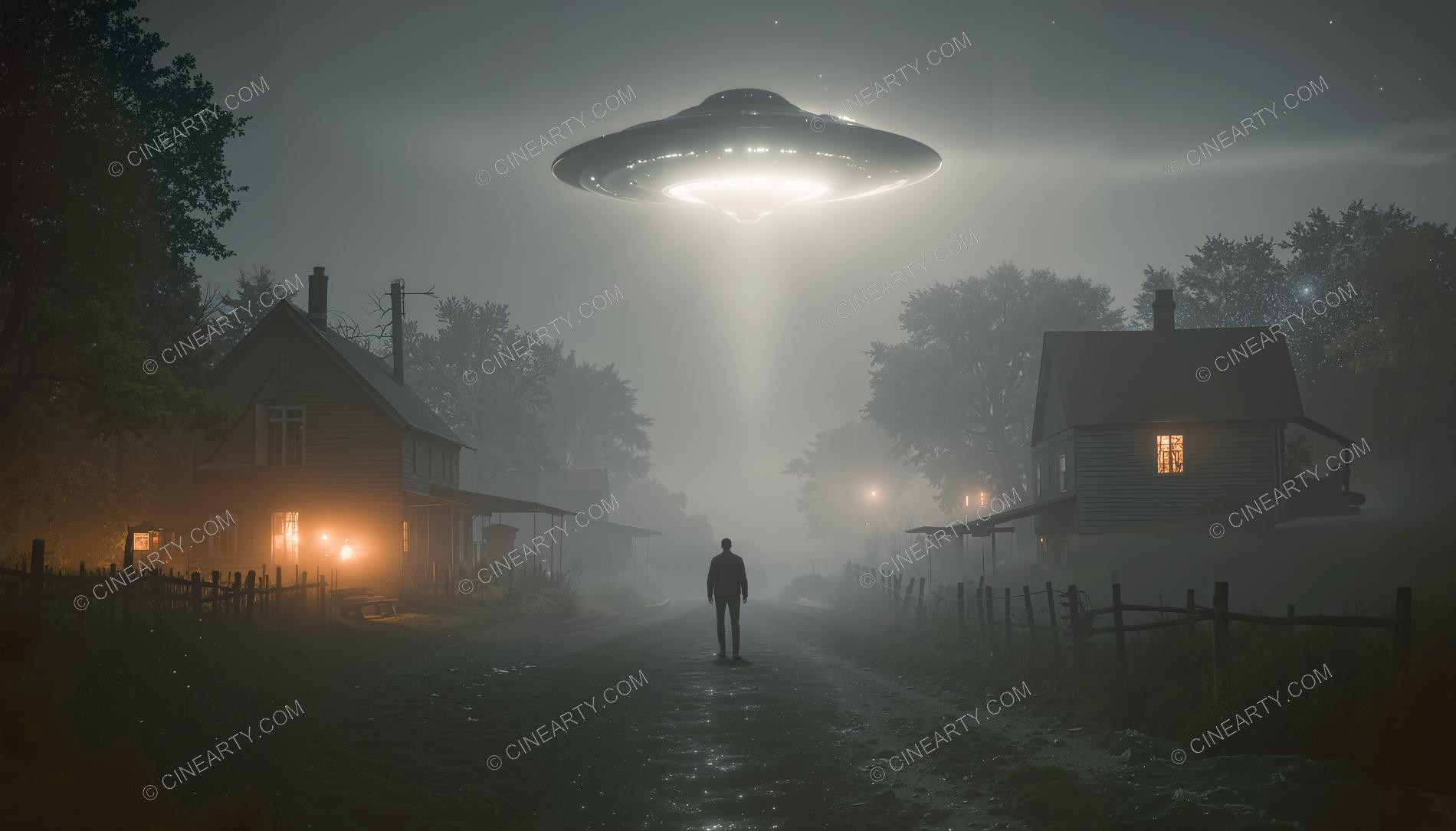 Flying Saucer in a Twilight Town 07289