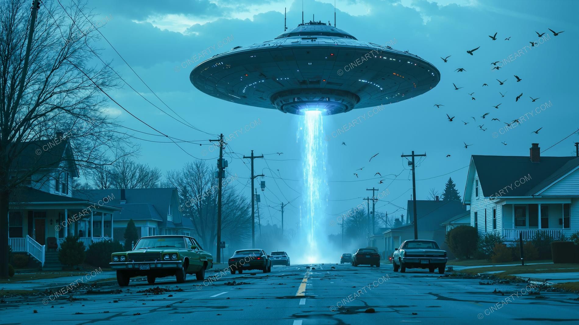 Flying Saucer in a Twilight Town 35416