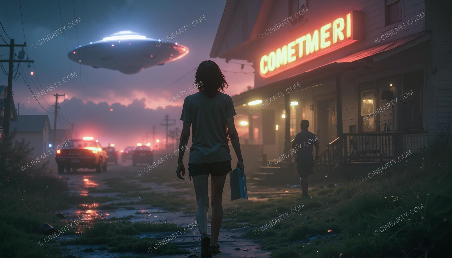 Flying Saucer in a Twilight Town 68160