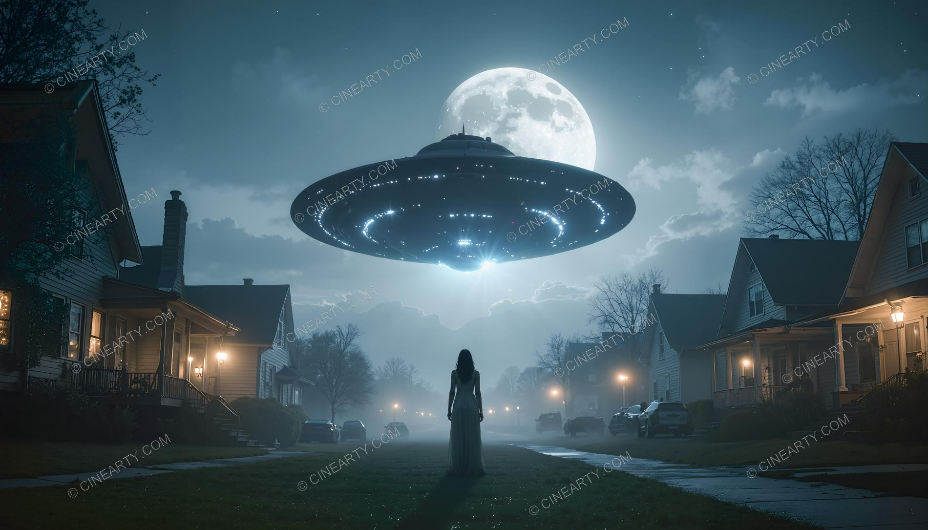 Flying Saucer in a Twilight Town 89124