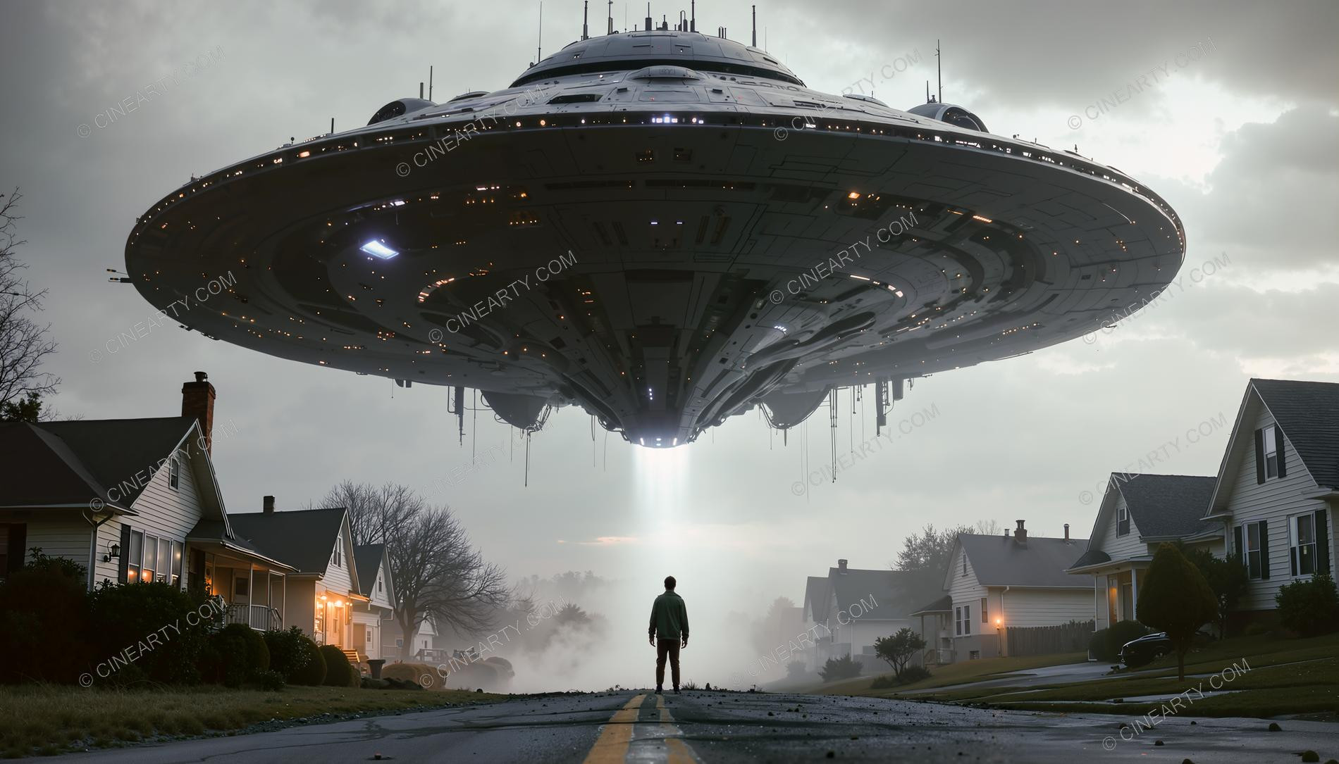 Flying Saucer in a Twilight Town 53425