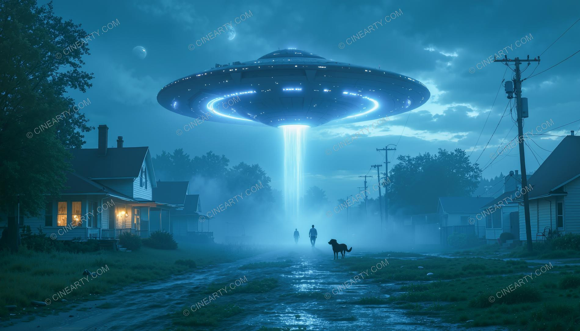 Flying Saucer in a Twilight Town 04408