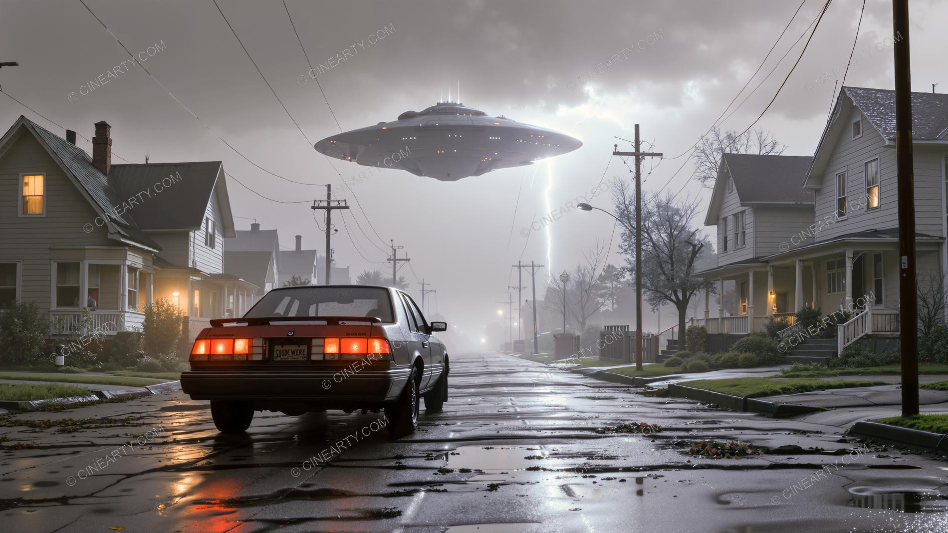 Flying Saucer in a Twilight Town 52111