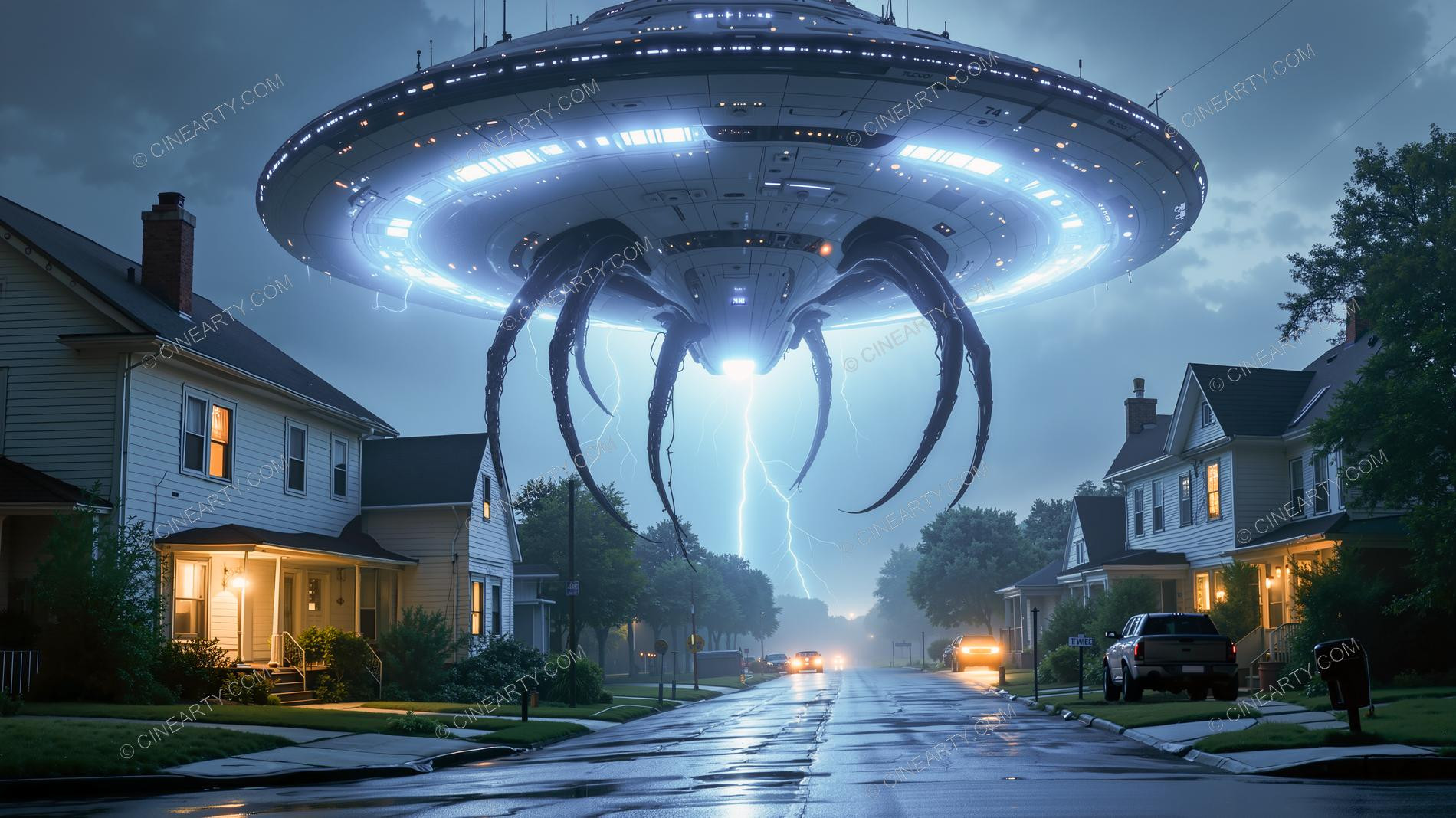Flying Saucer in a Twilight Town 34041