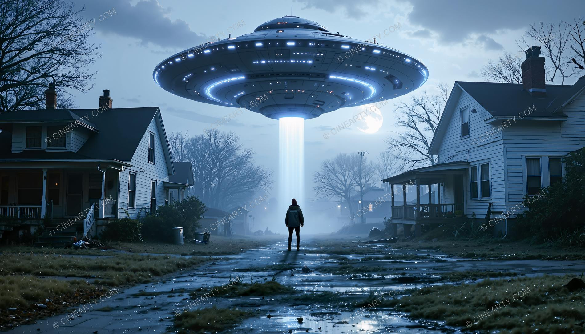 Flying Saucer in a Twilight Town 68964