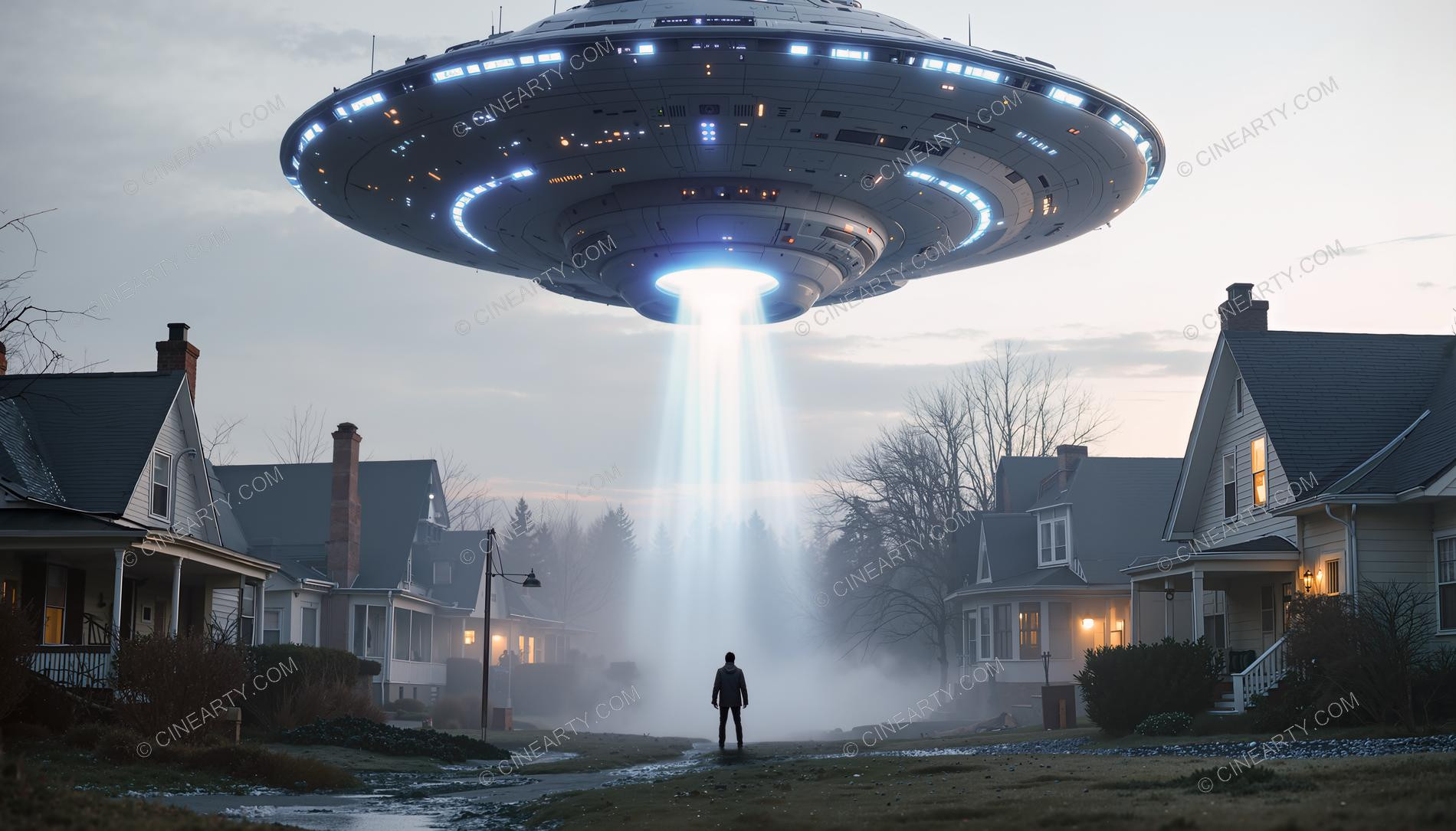 Flying Saucer in a Twilight Town 09073