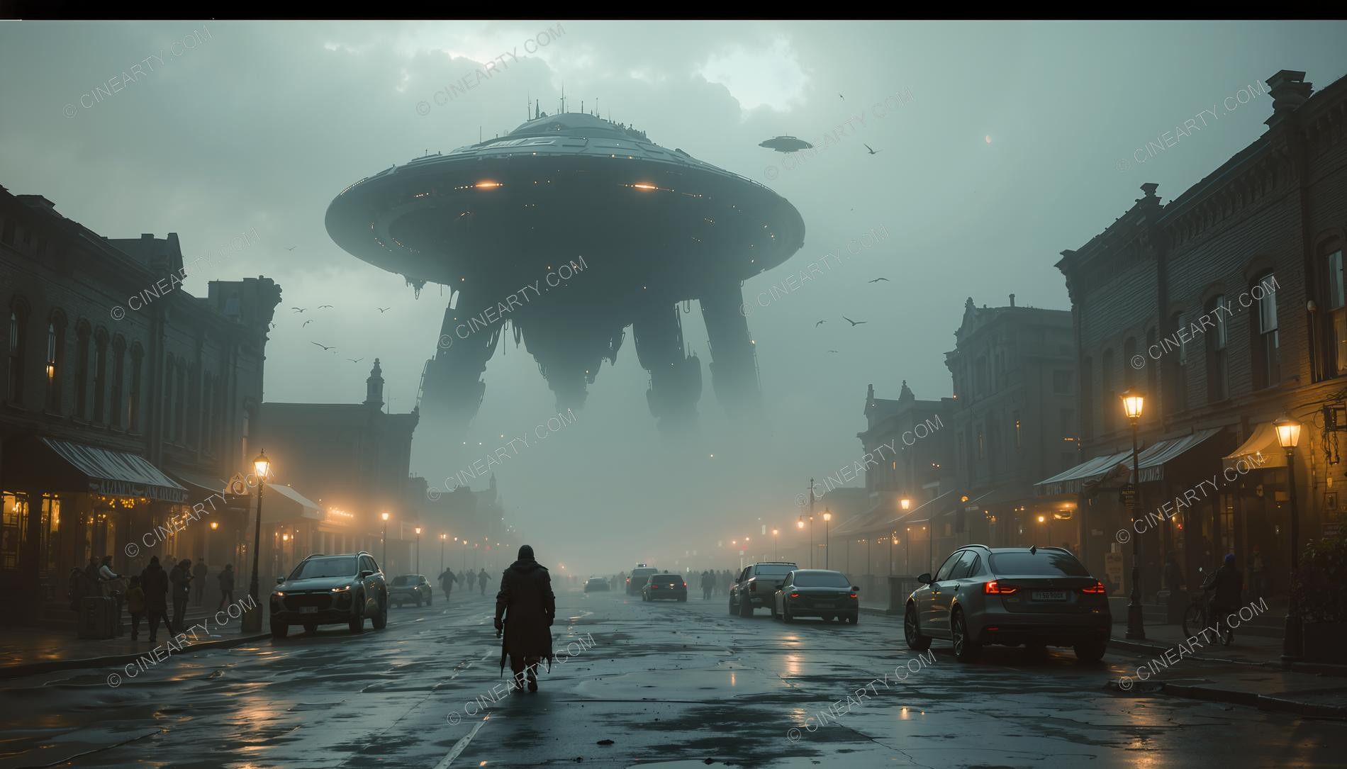 Flying Saucer in a Twilight Town 50036