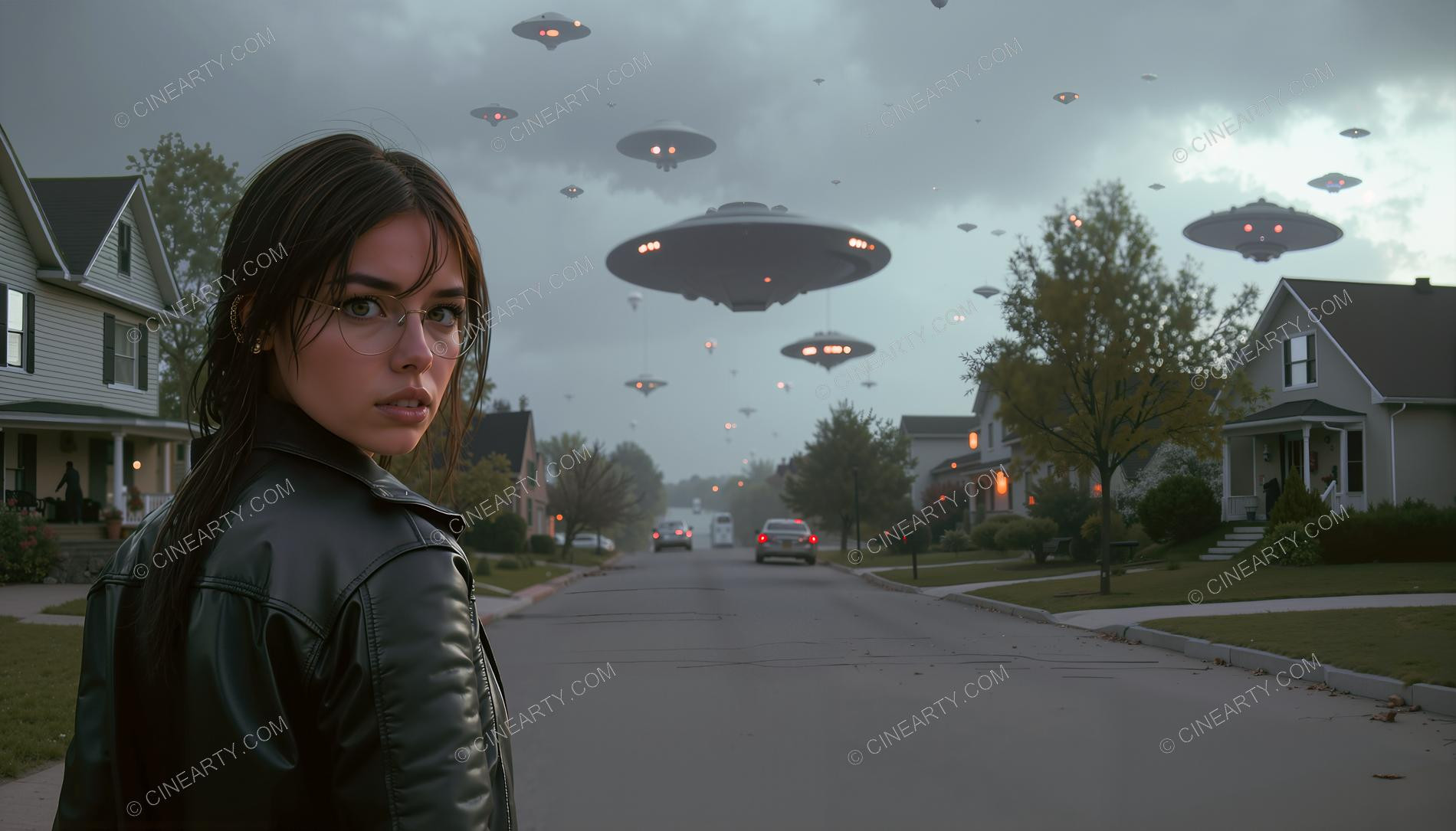 Flying Saucer in a Twilight Town 32101