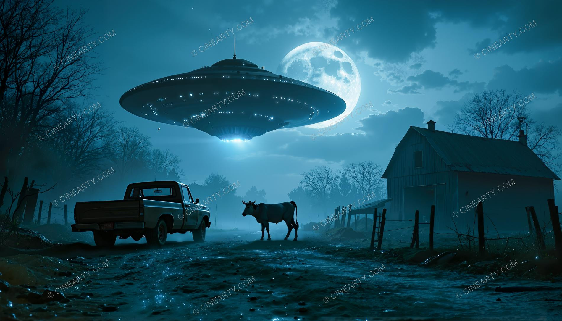 Flying Saucer over a Barn 94613