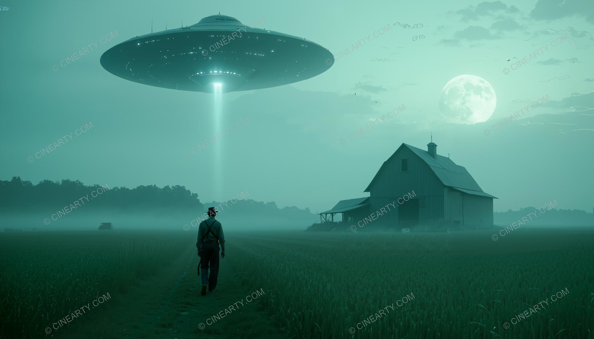 Flying Saucer over a Barn 82551
