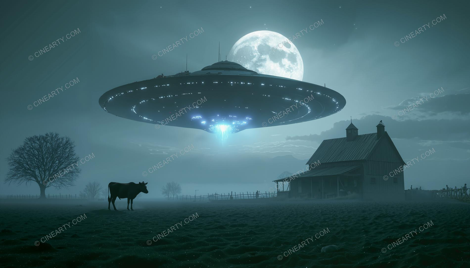 Flying Saucer over a Barn 36205