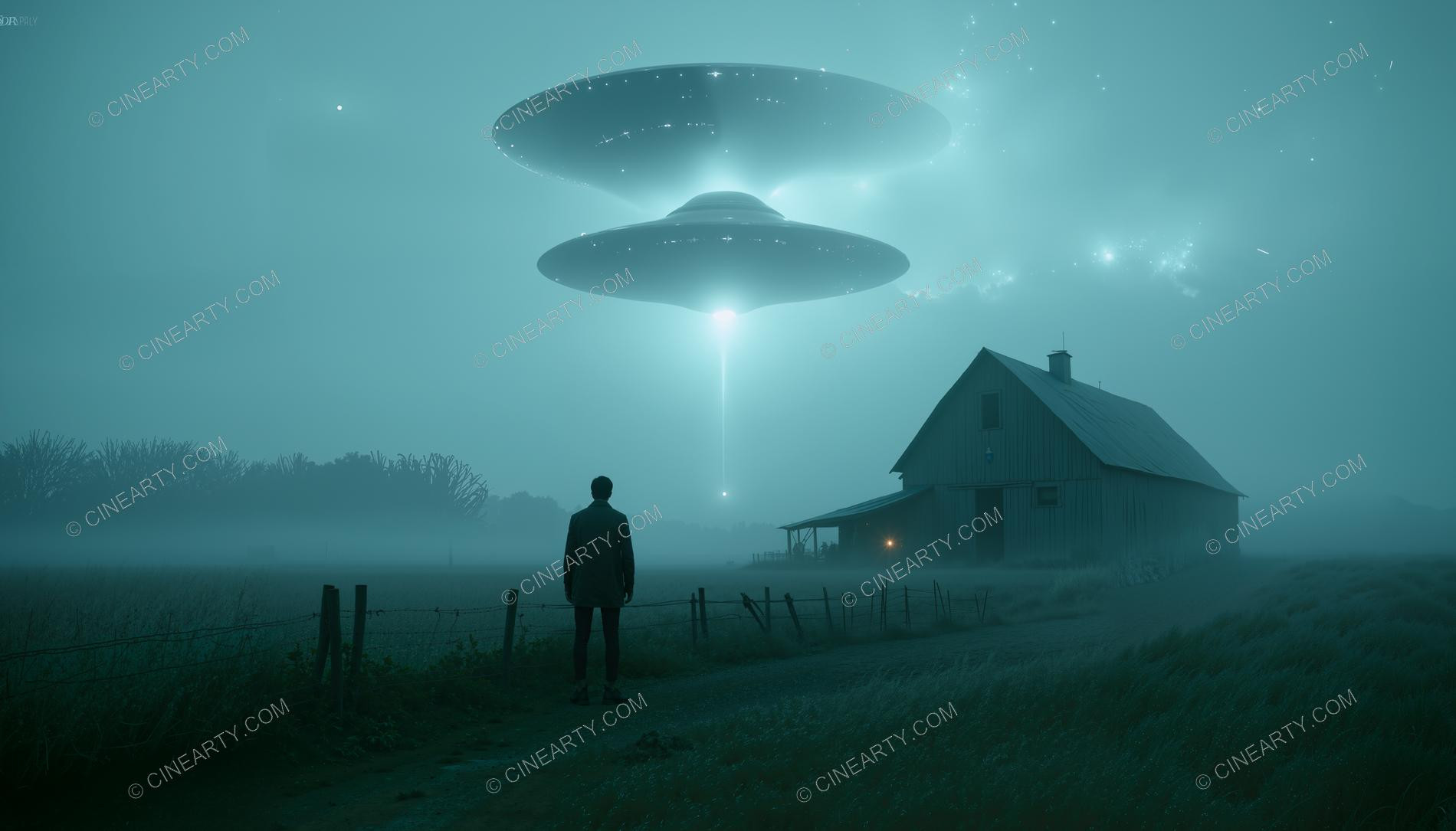 Flying Saucer over a Barn 34613