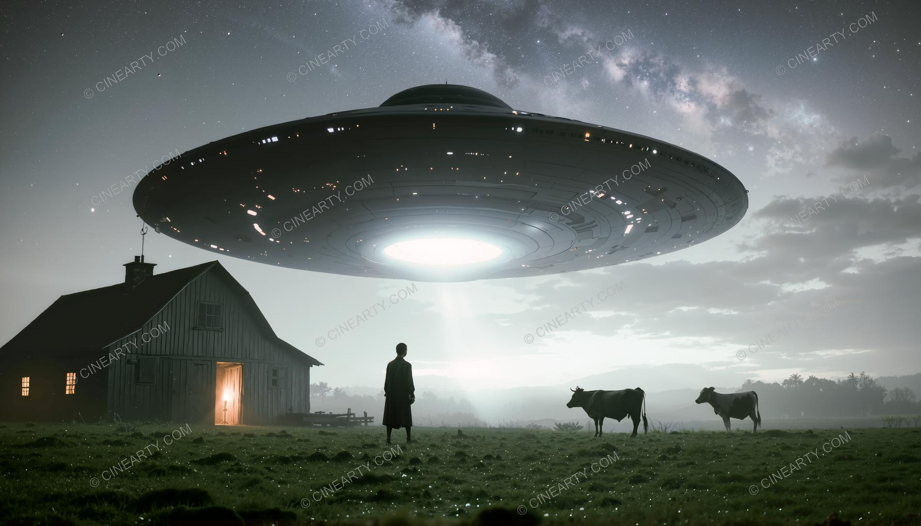 Flying Saucer over a Barn 11944