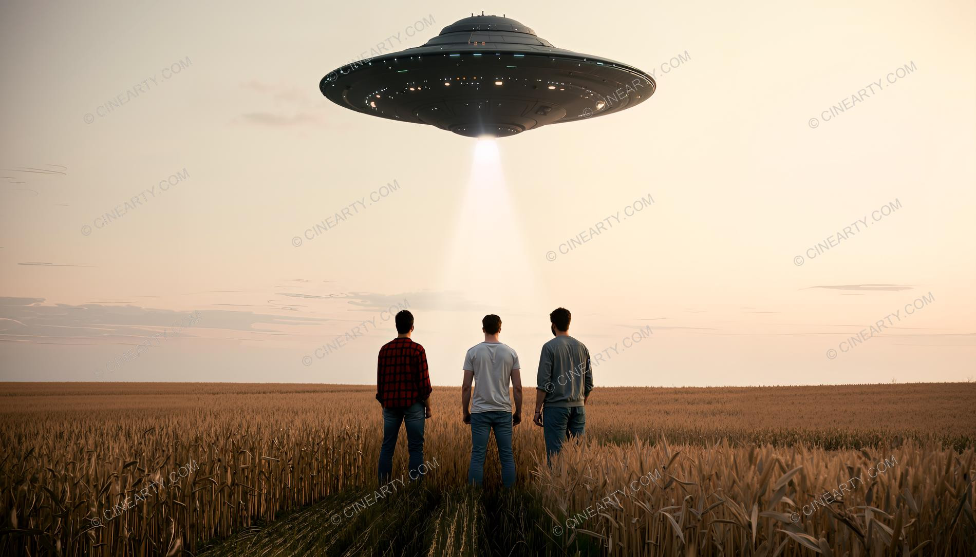 Flying Saucer over a Farm Field 34540