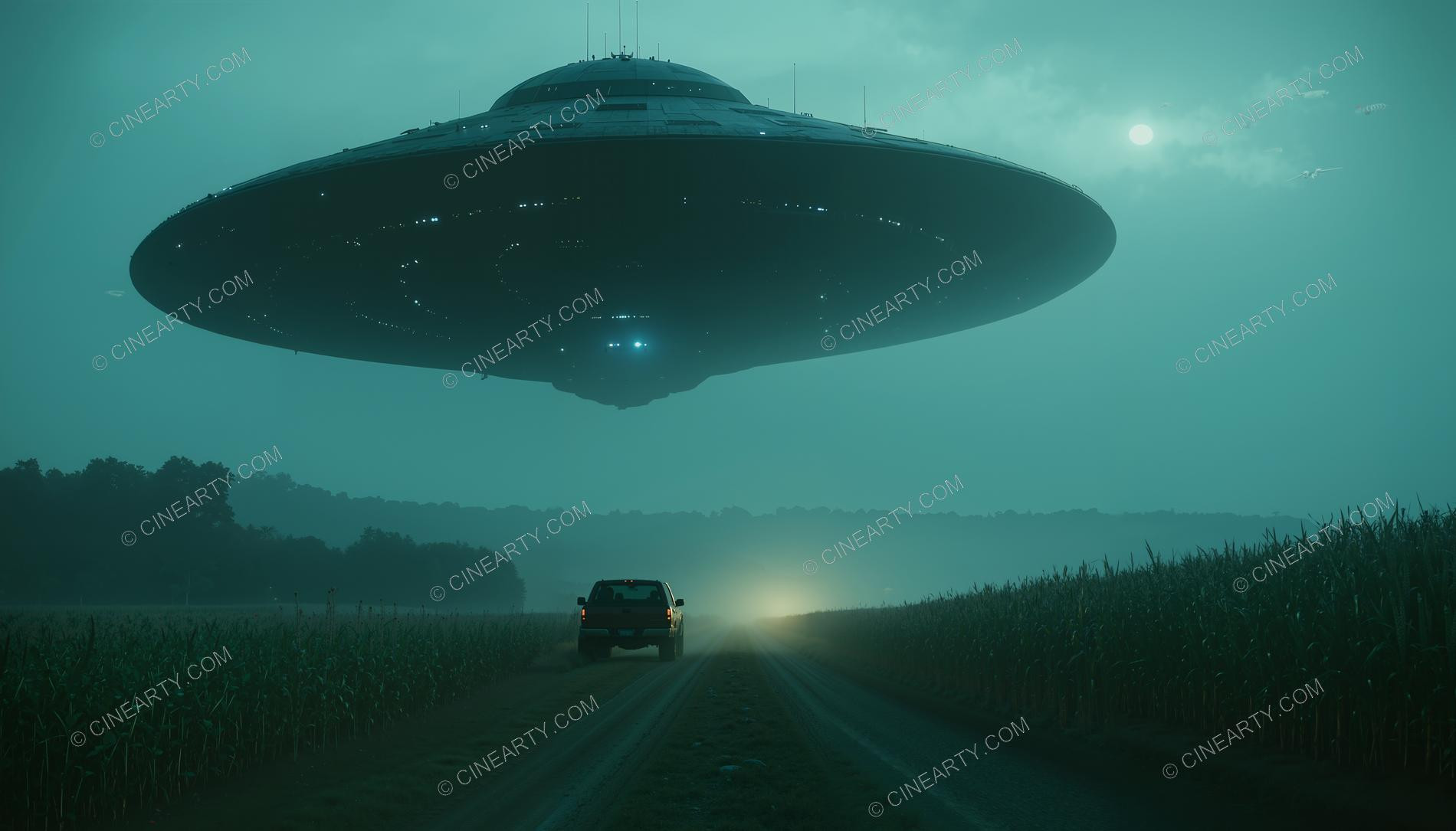 Flying Saucer over a Farm Field in Mist 07514