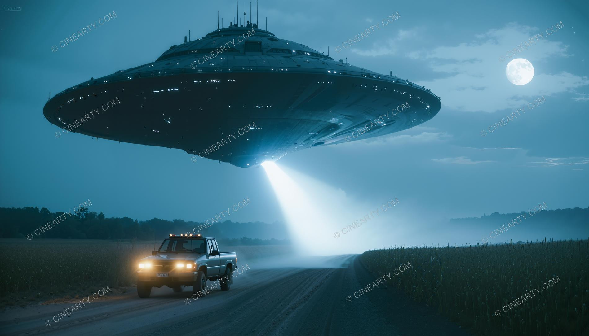 Flying Saucer over a Farm Road 05917