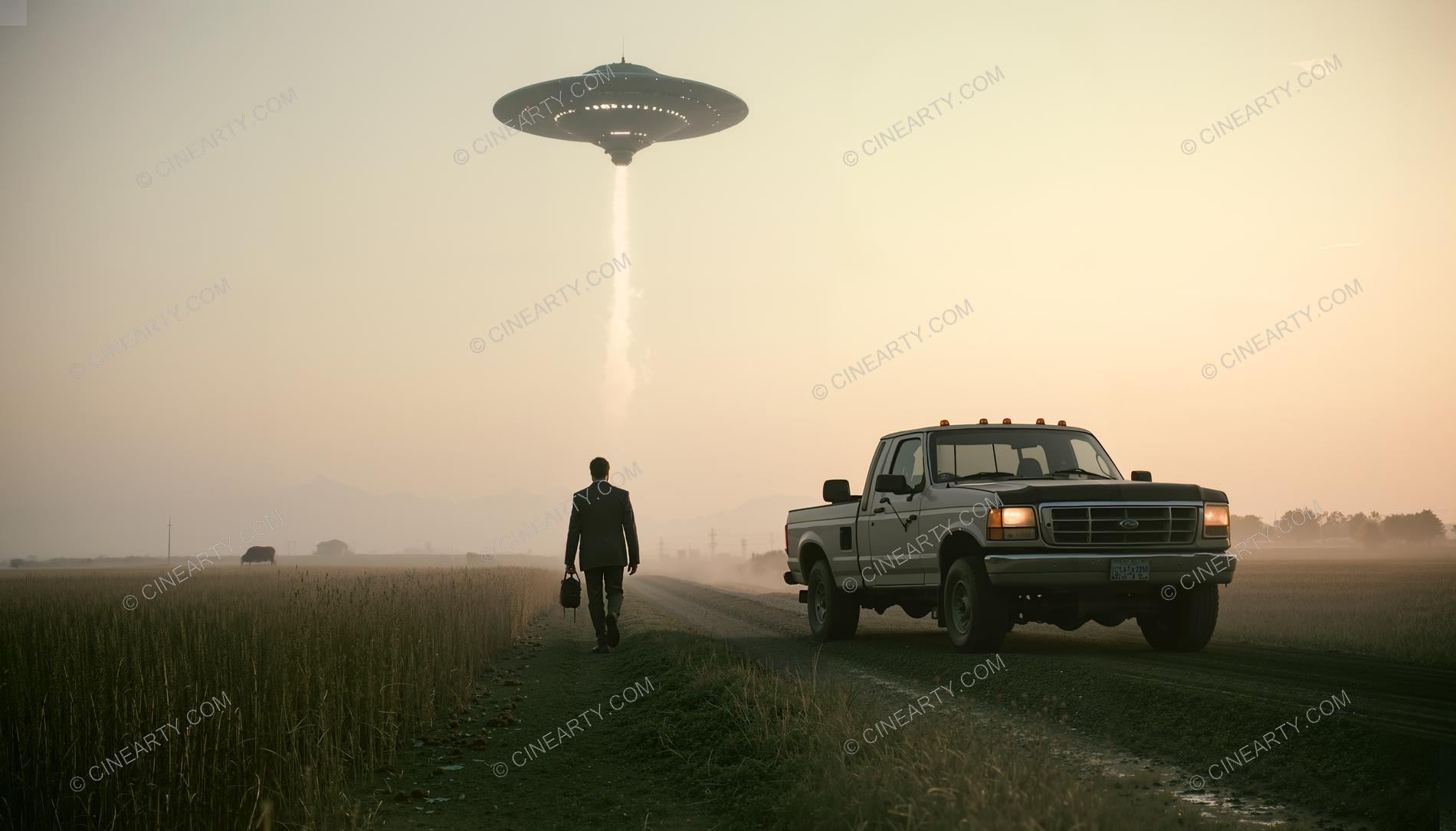 Flying Saucer over a Farm Road 63974