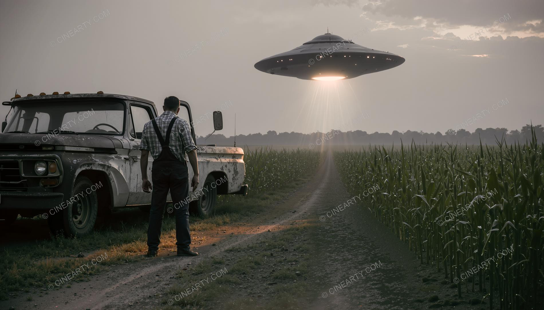 Flying Saucer over a Farm Road 64947