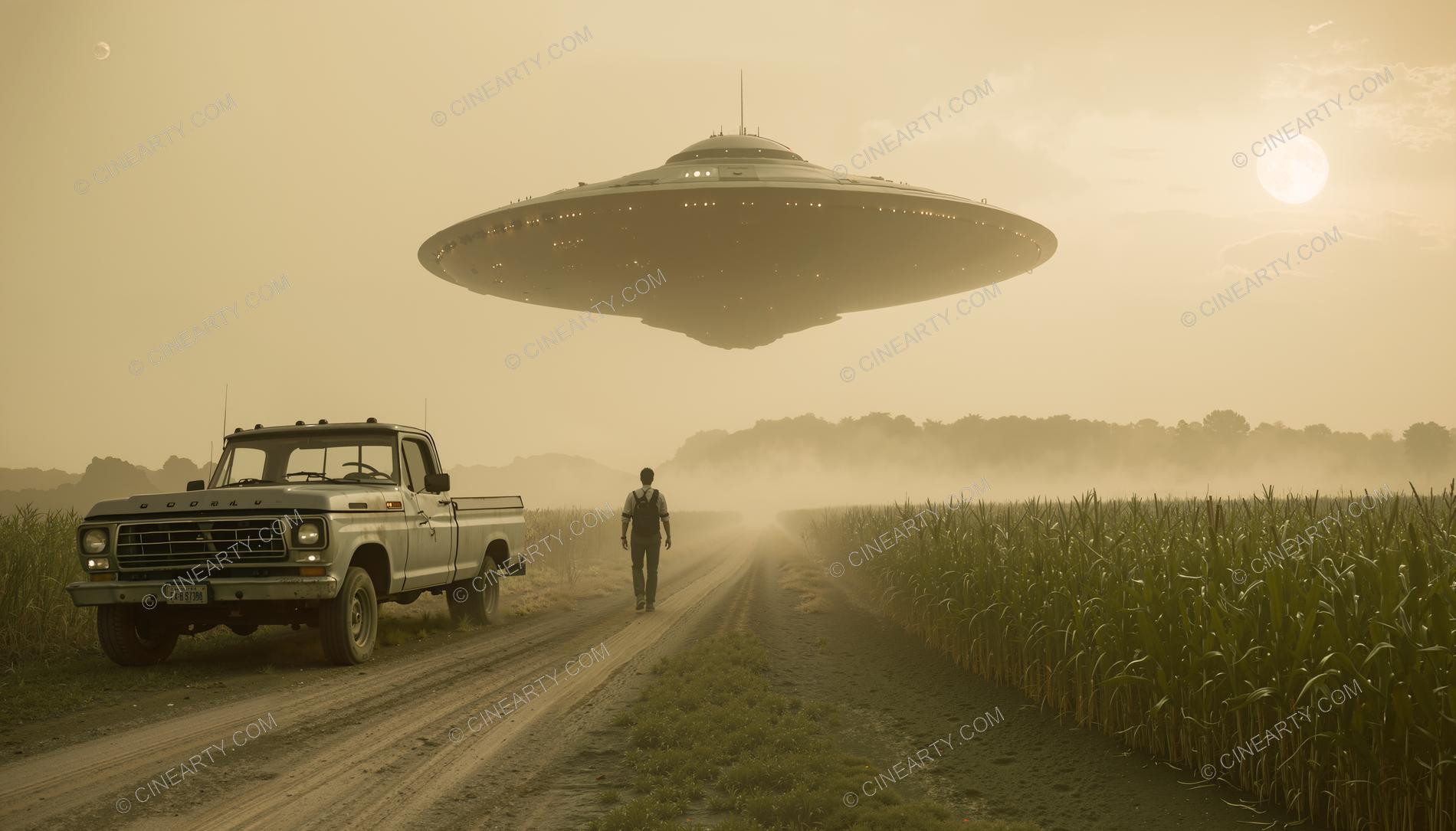 Flying Saucer over a Farm Road 95460