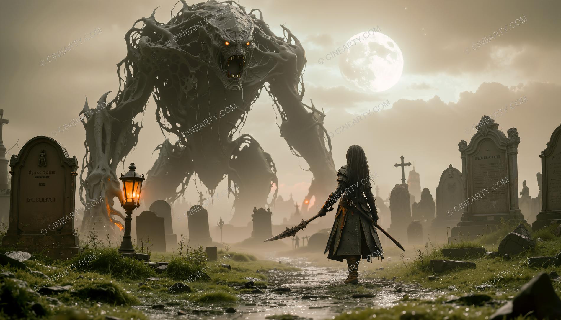 Giant Monsters vs Girl (Silhouette) 24087