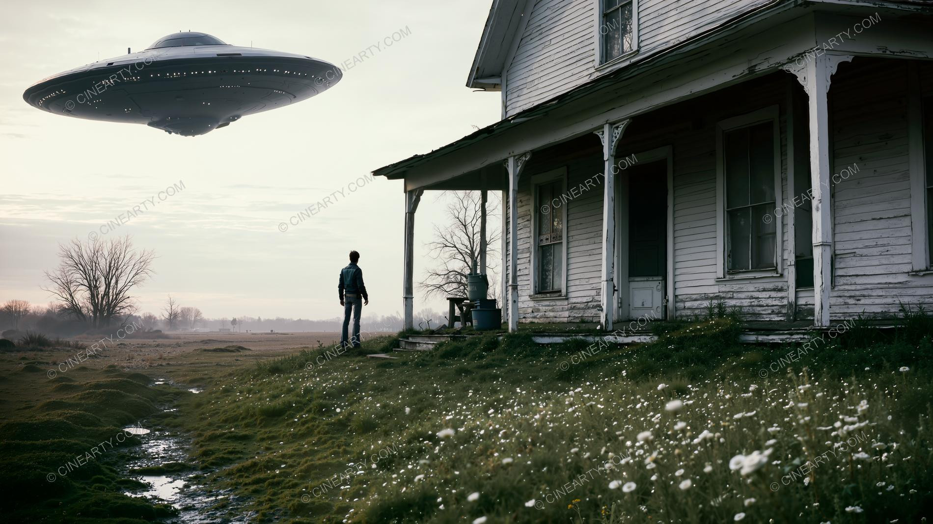 Flying Saucer over a Farmhouse 00049