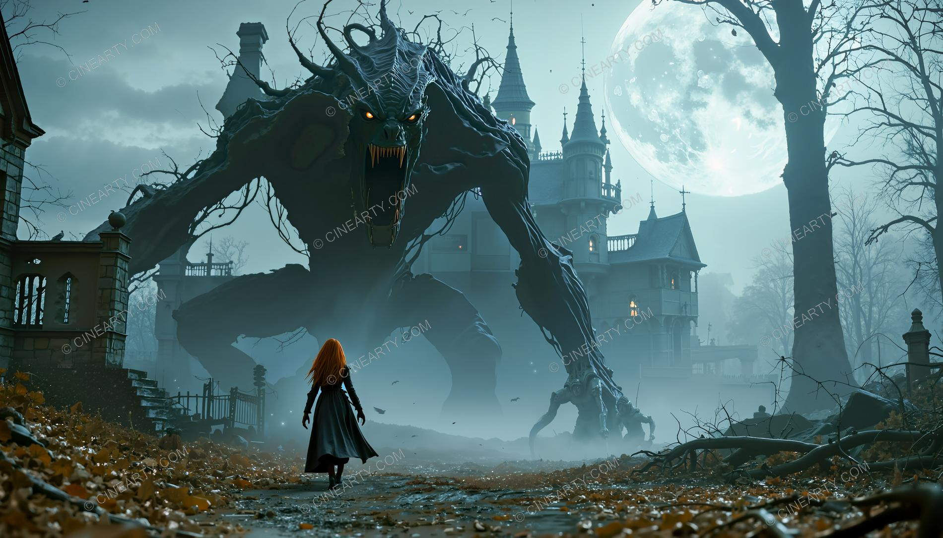 Giant Monsters vs Girl (Silhouette) 43536