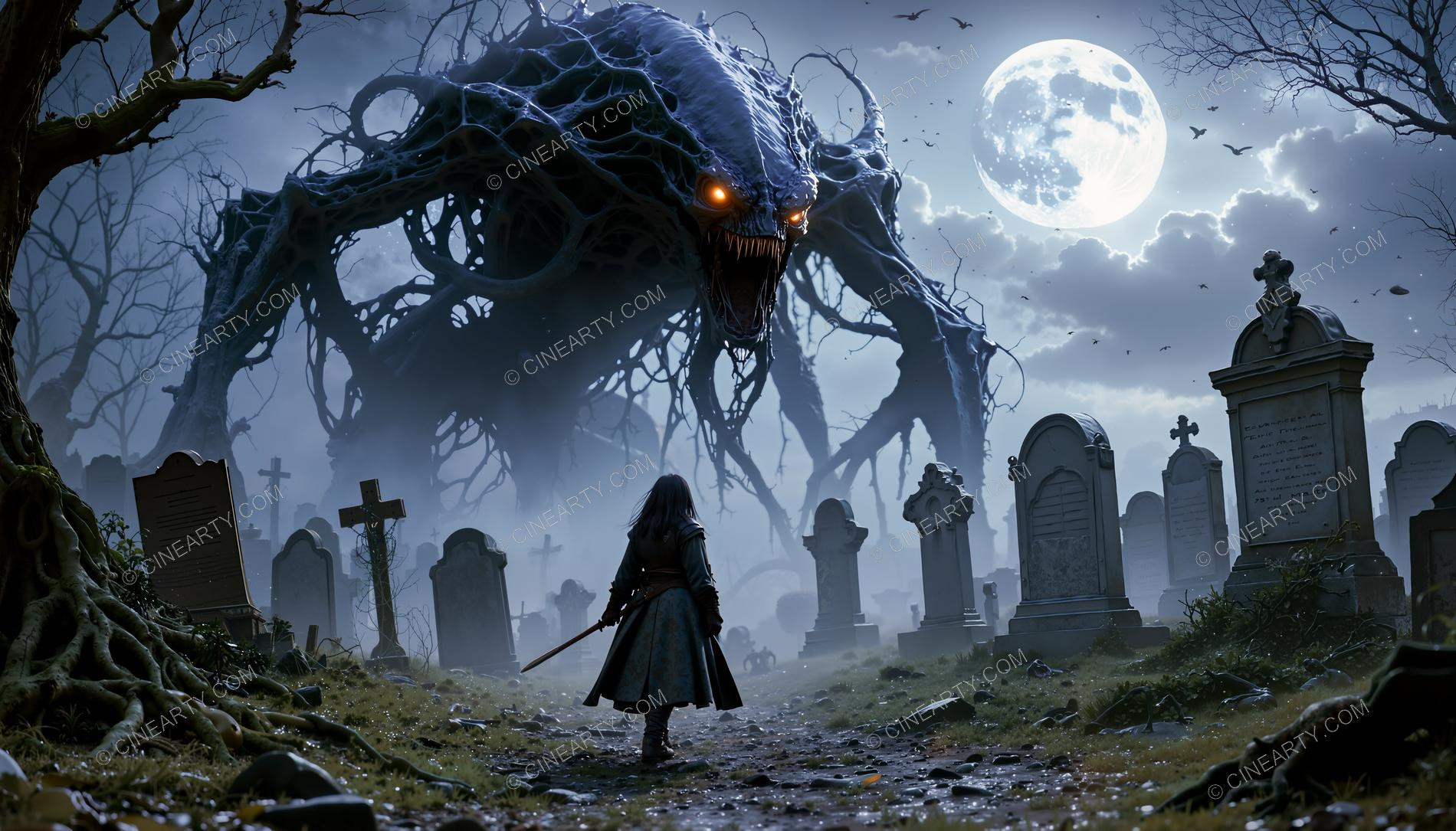 Giant Monsters vs Girl (Silhouette) 38379