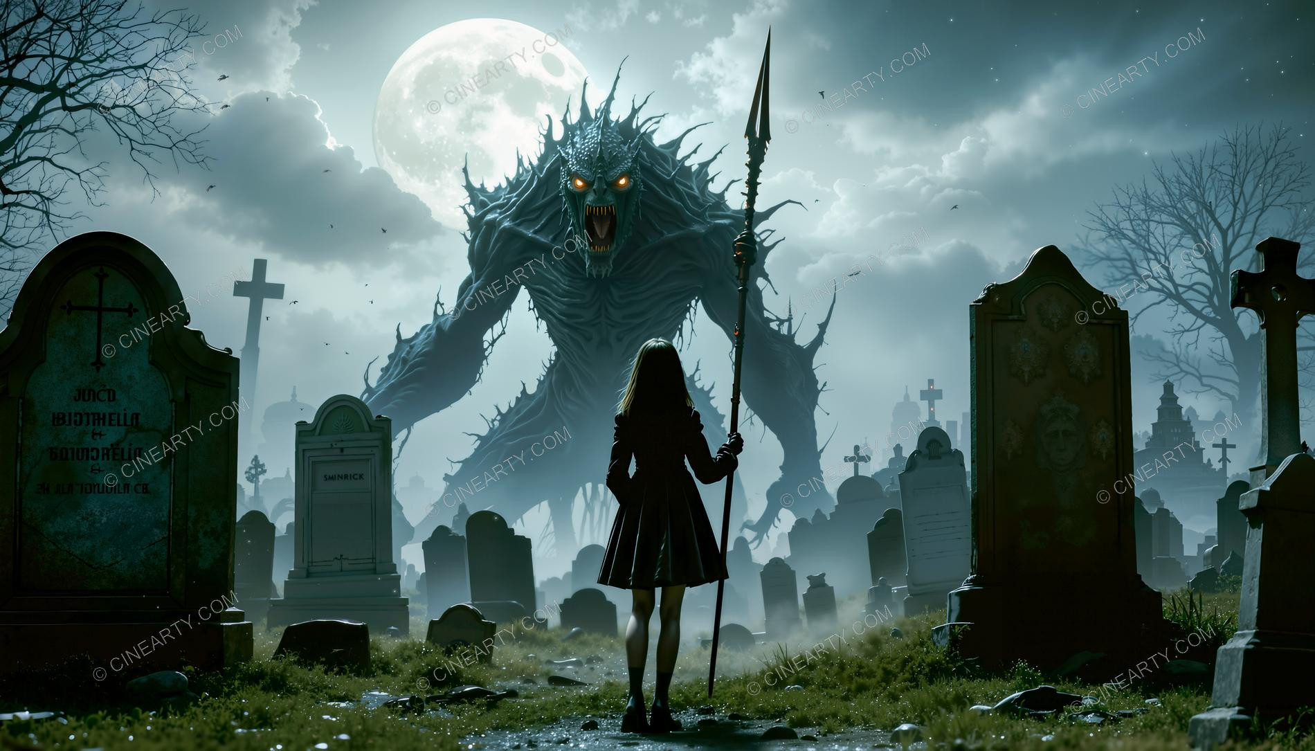 Giant Monsters vs Girl (Silhouette) 12227