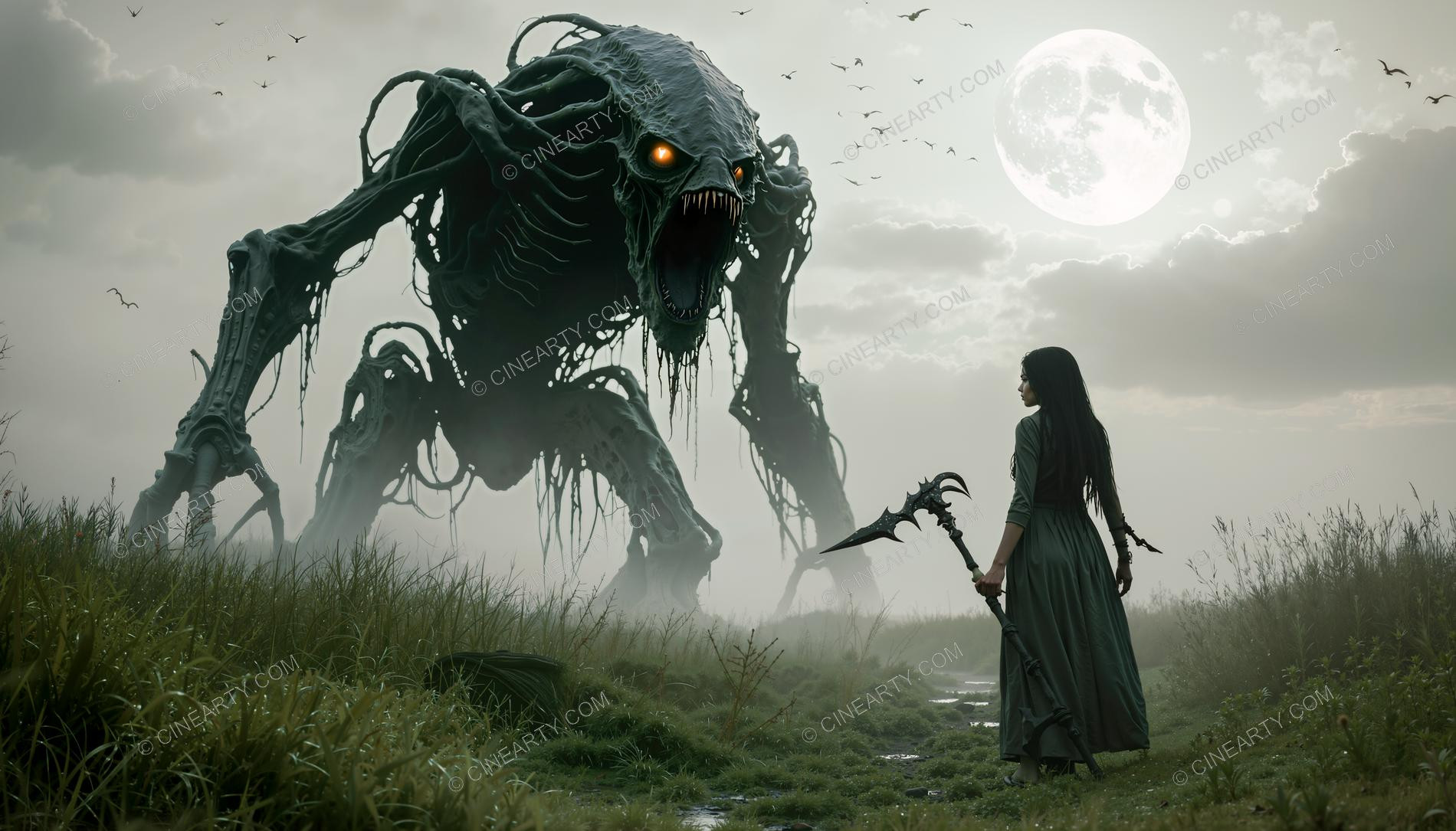 Giant Monsters vs Girl (Silhouette) 41856