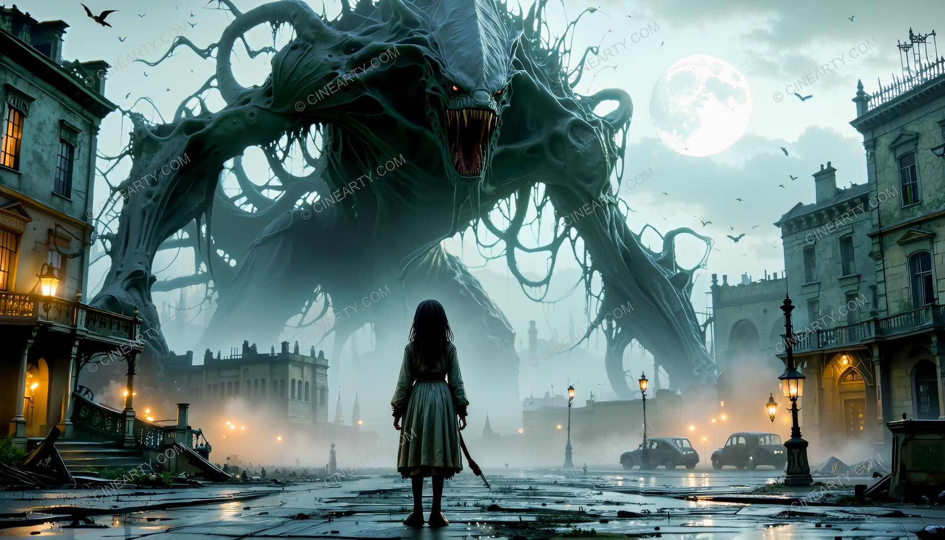 Giant Monsters vs Girl (Silhouette) 20968