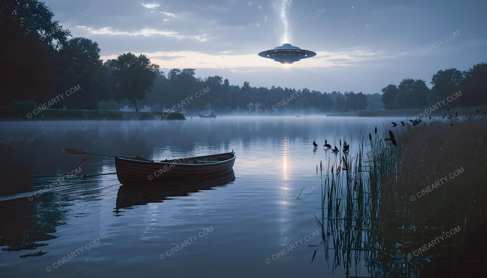 Flying Saucer over a Lake 83154
