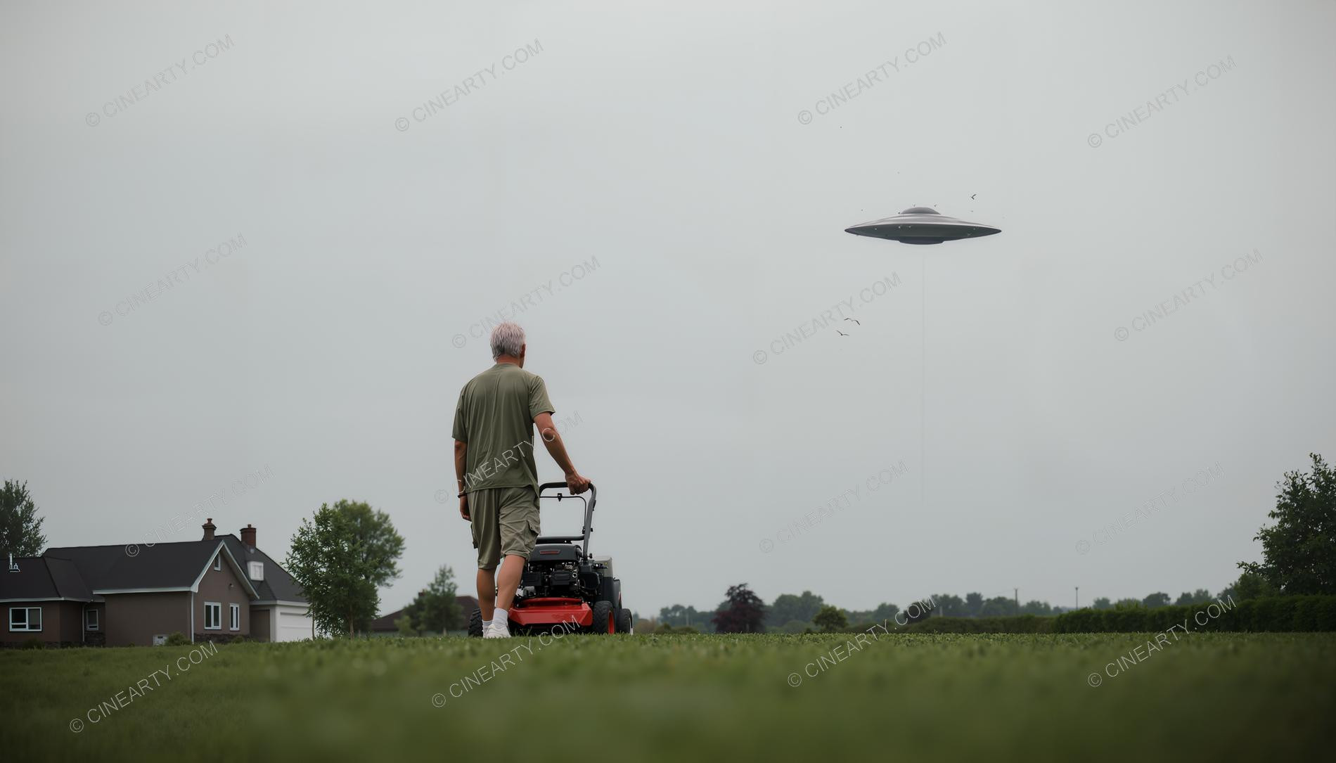 Flying Saucer over a Lawn 77350