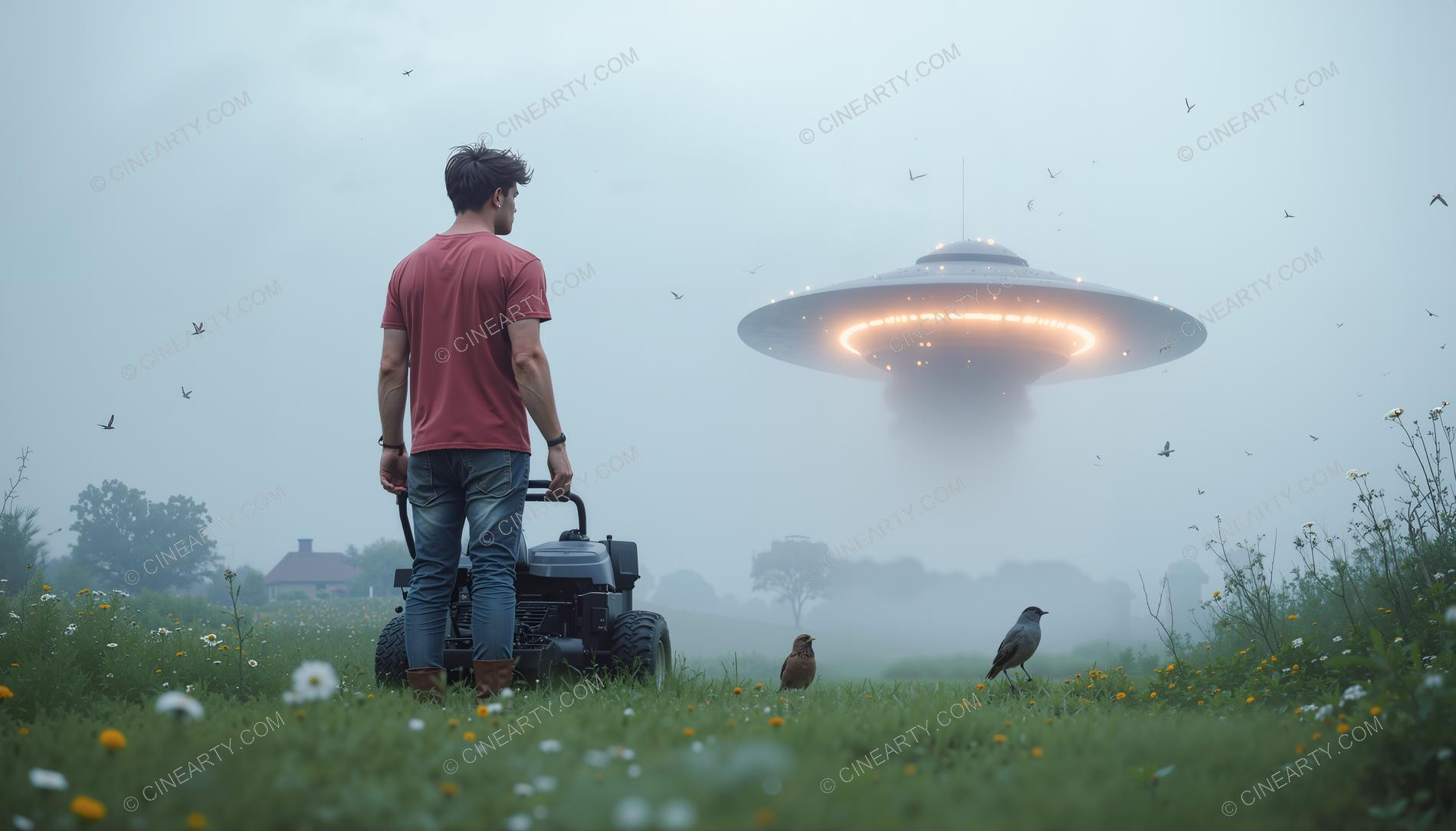Flying Saucer over a Lawn 60606