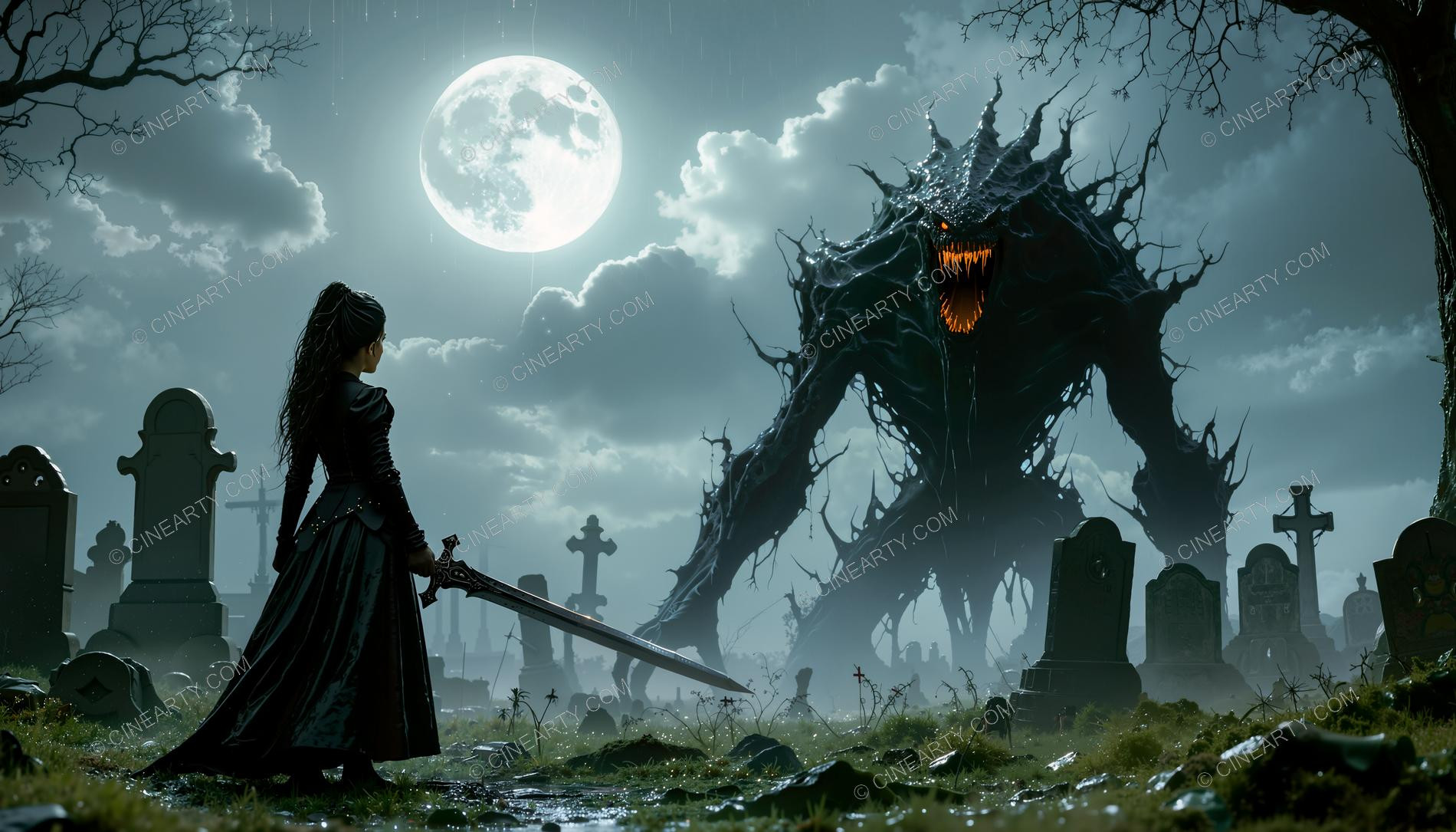 Giant Monsters vs Girl (Silhouette) 17980