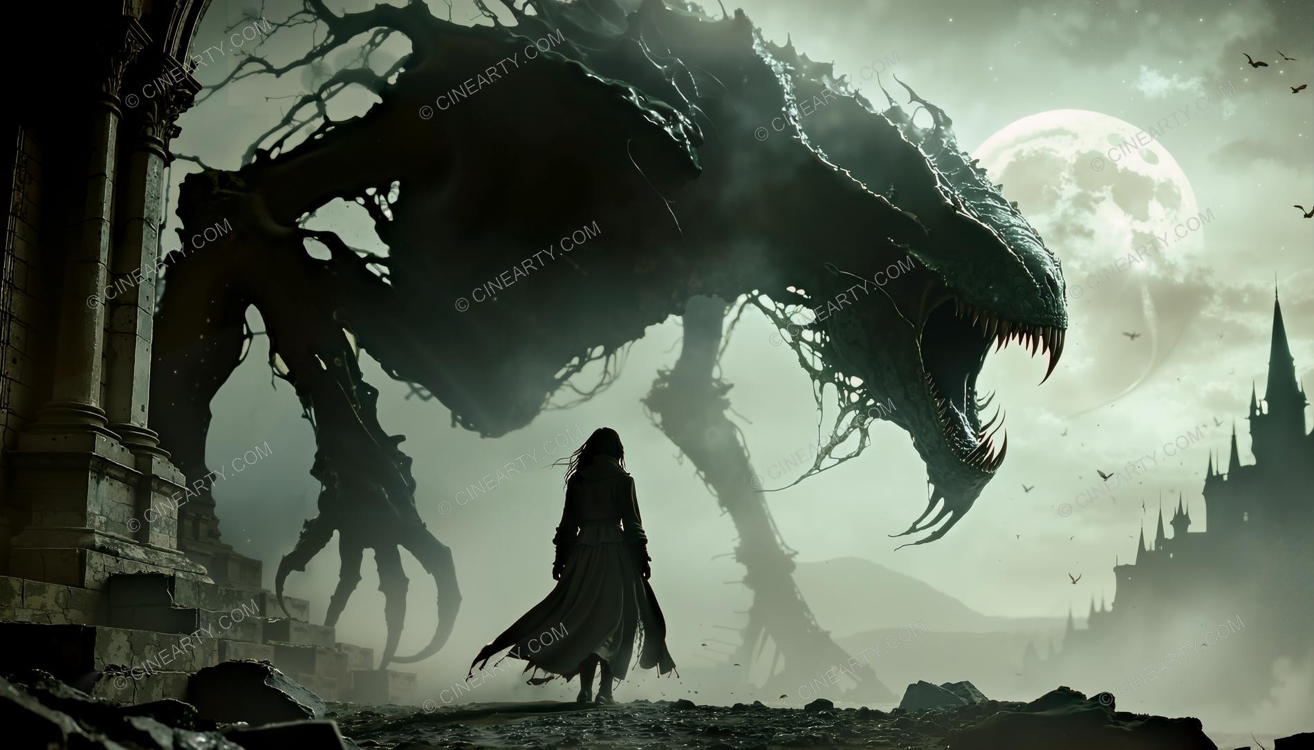 Giant Monsters vs Girl (Silhouette) 15892