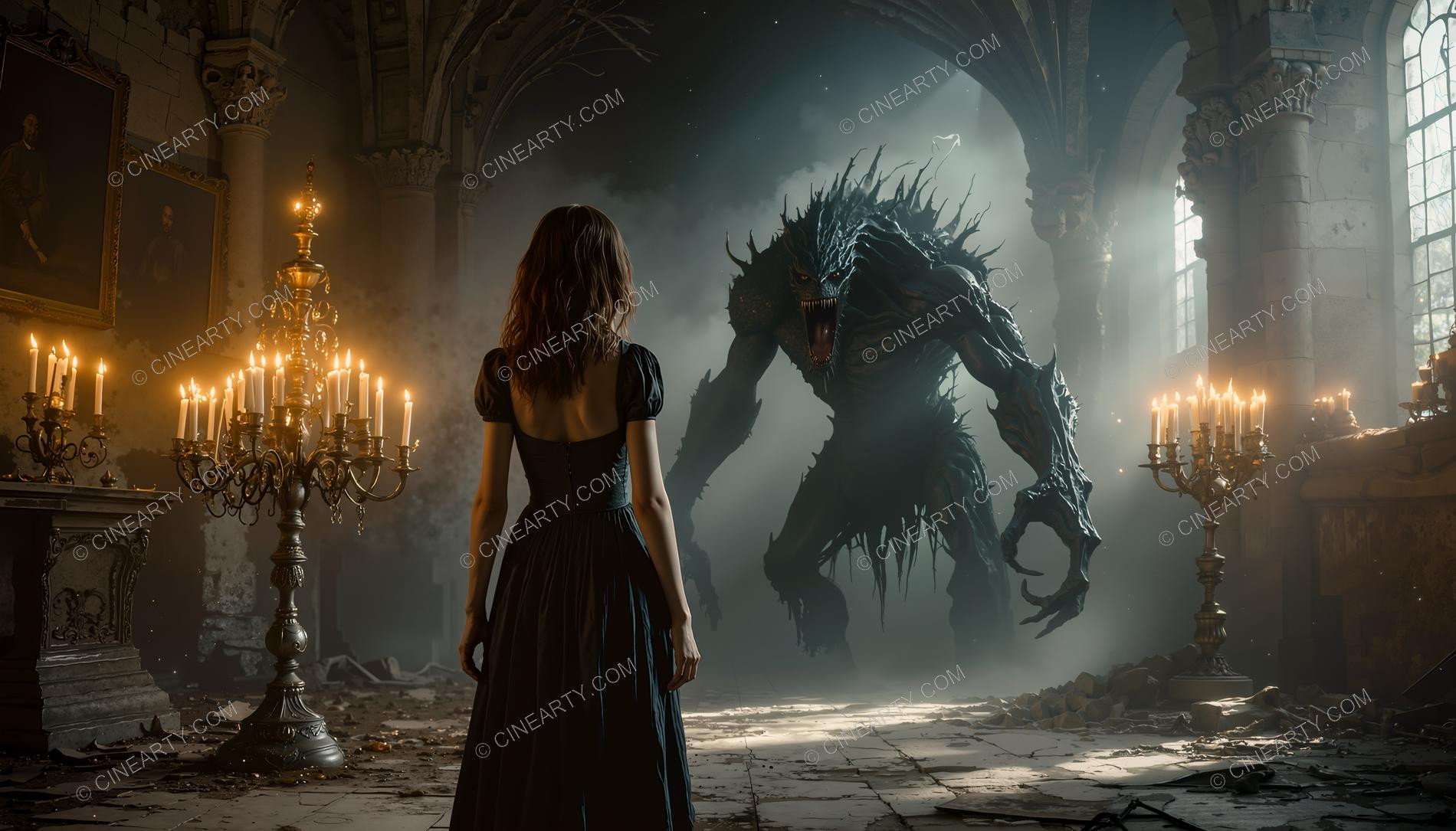 Magical Beast and Girl at Peace in Castle 45955