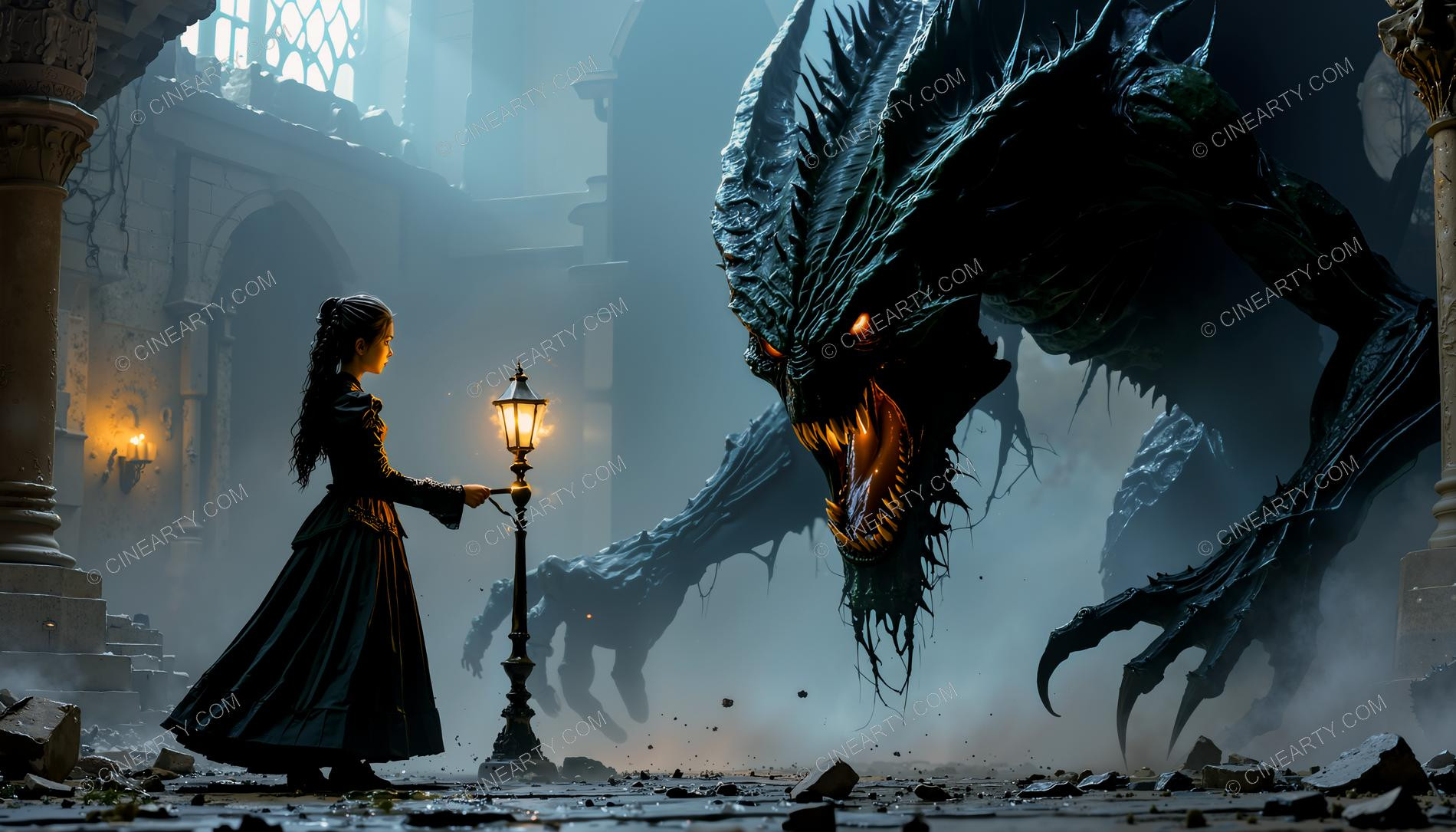 Magical Beast and Girl at Peace in Castle 28607