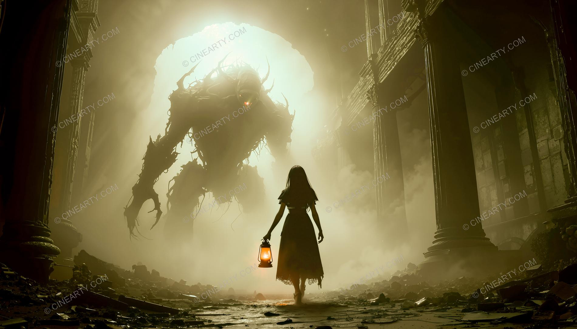 Magical Beast and Girl at Peace in Castle 22700