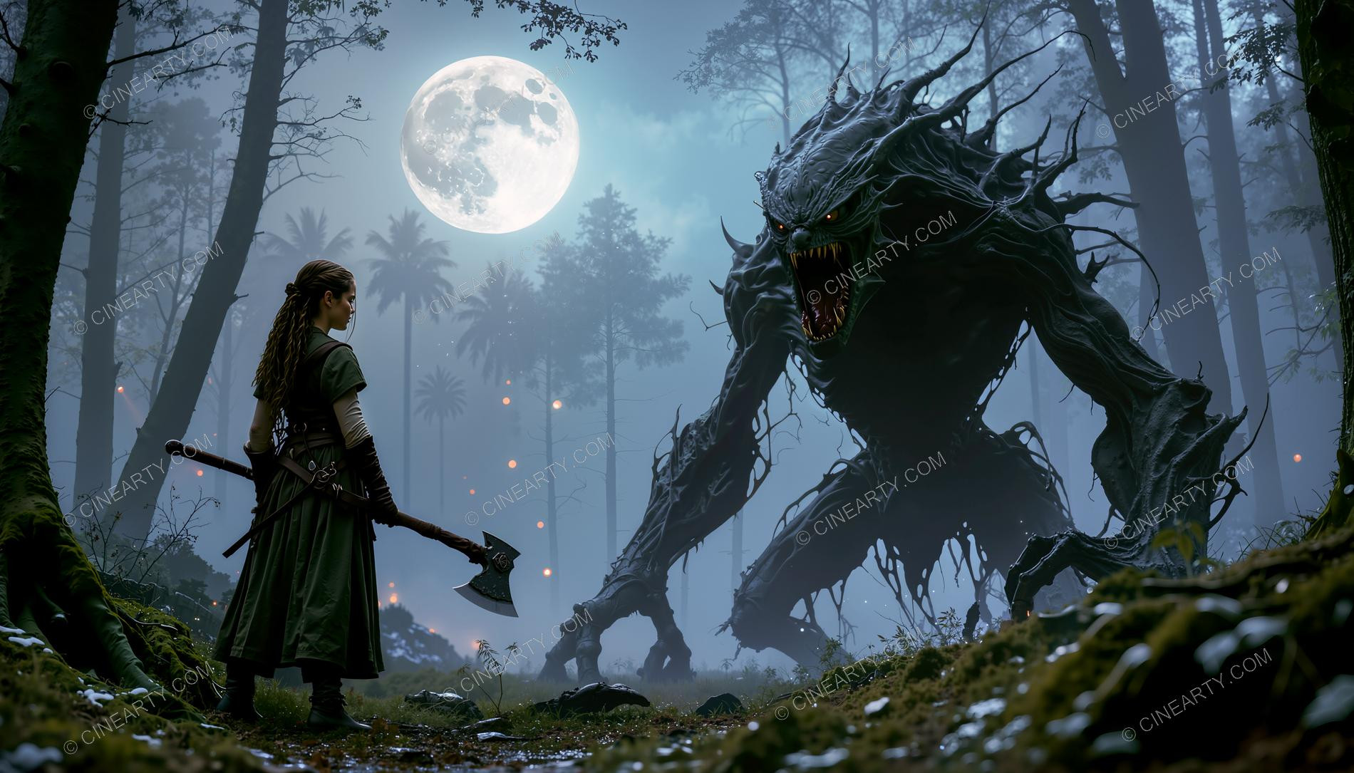 Magical Forest Beast and Young Girl (Silhouette) 54695