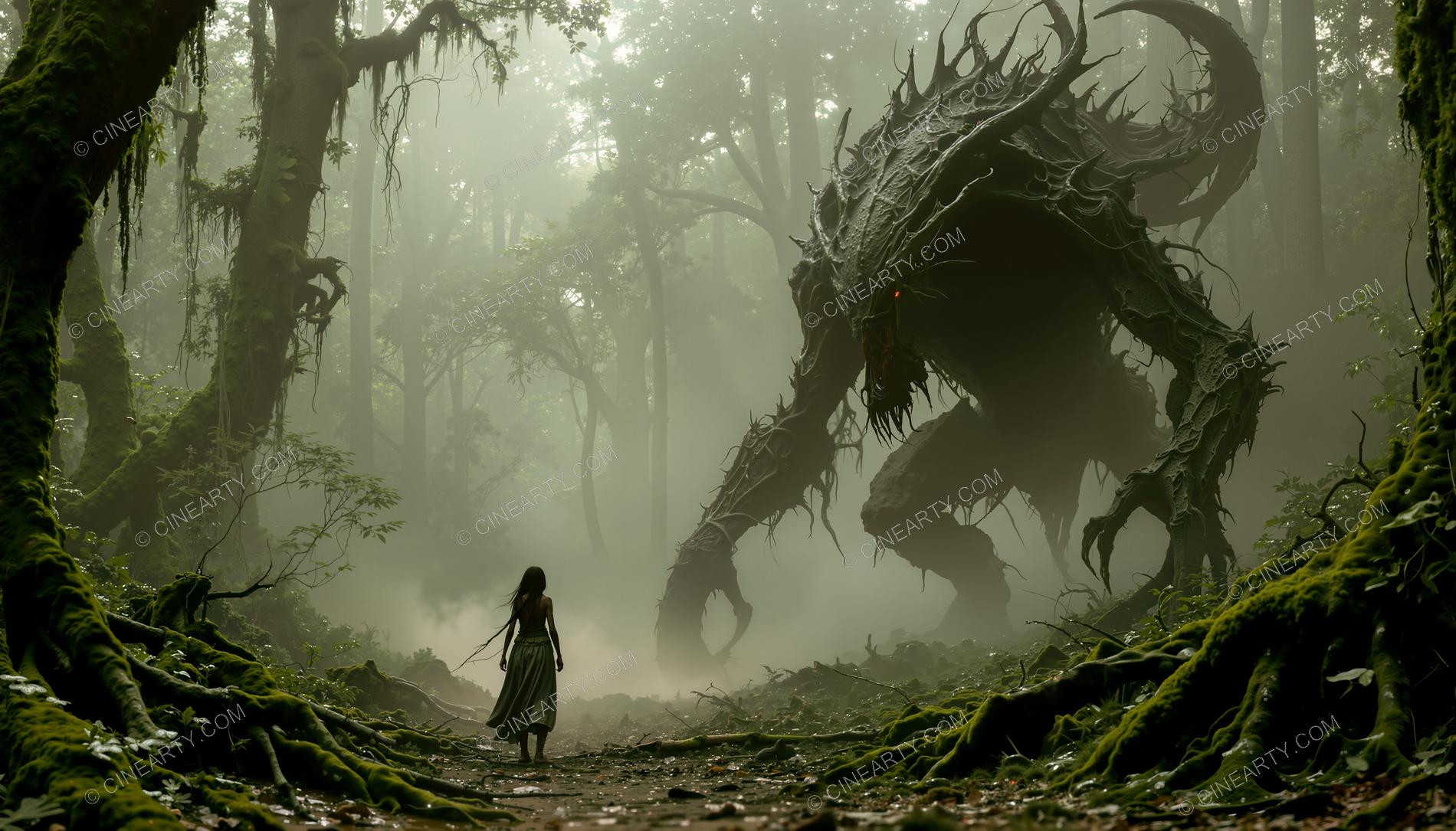 Magical Forest Beast and Young Girl (Silhouette) 45788