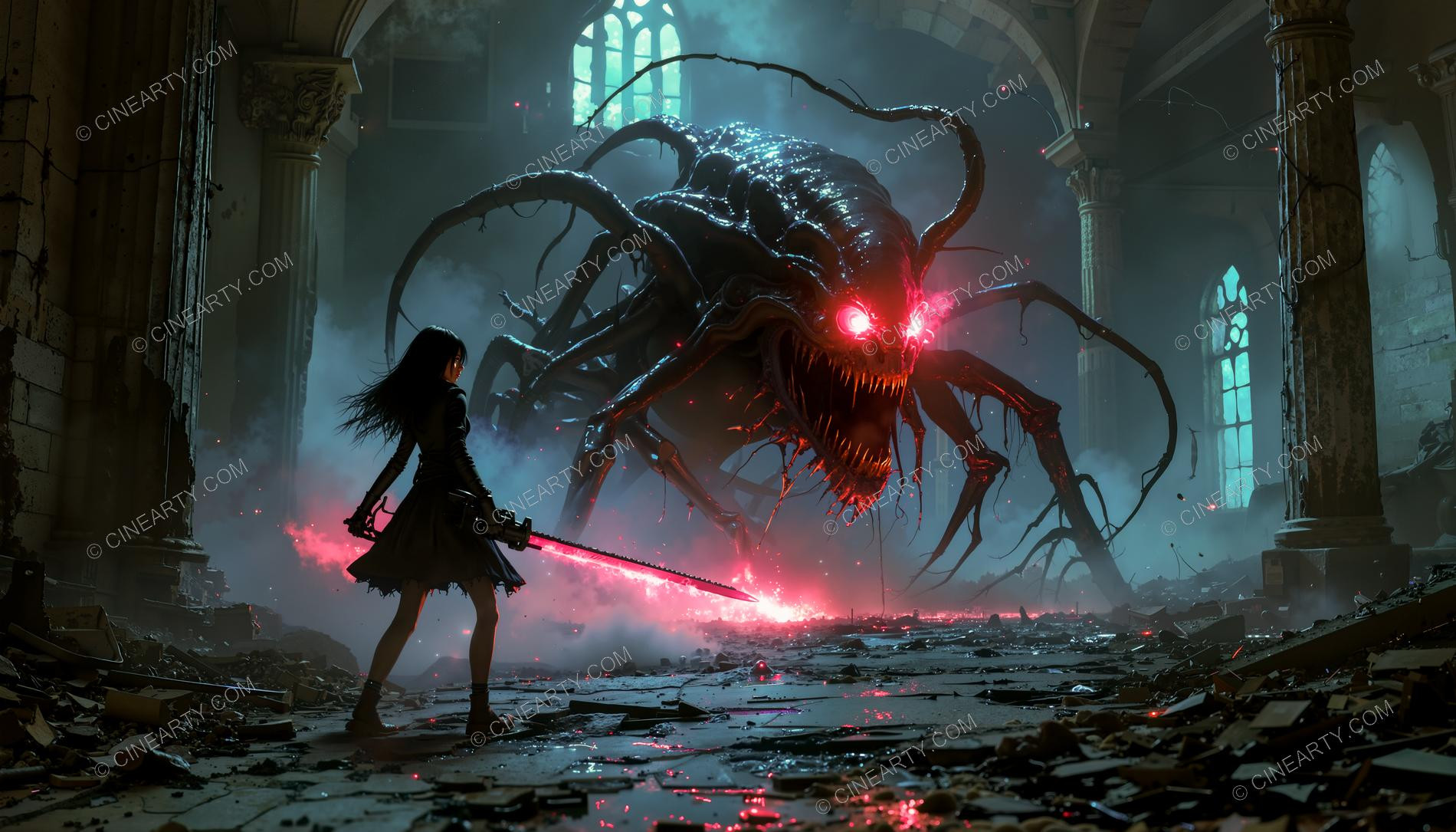 Demon Fighting with Girl 87662