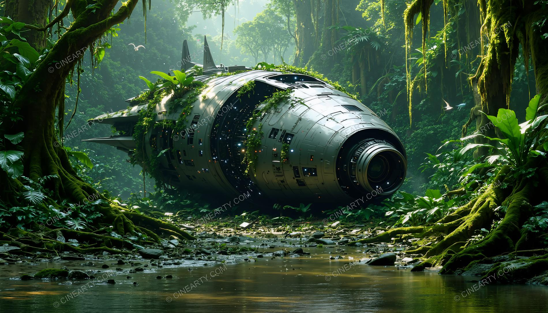 Alien Ship Crash in the Jungle 04129