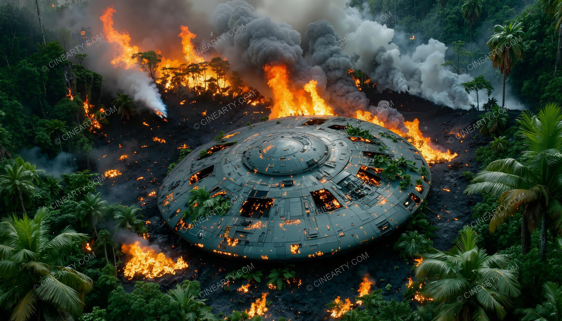 Alien Ship Crash in the Jungle 07169
