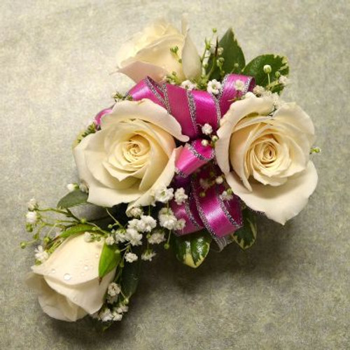 Corsage with 4 White Sweetheart Roses