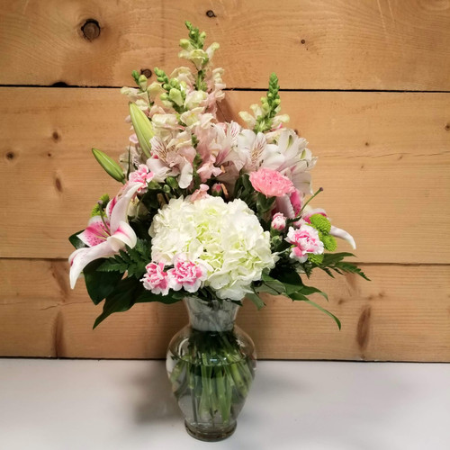 Tender Touch Deluxe Vase (SCF20D17) by Savilles Country Florist.  Flower and Plant delivery to Orchard Park, NY and the surrounding area including same day delivery to Hamburg, West Seneca, East Aurora, Blasdell and Buffalo NY   

