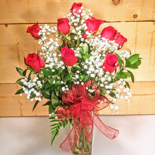 Red Roses Vased Bouquet (SCF8001)