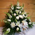 Thoughts and Prayers White Fireside Basket by Savilles Country Florist. Flower delivery to Orchard Park, Hamburg, West Seneca, East Aurora, Buffalo, NY and surrounding suburbs.