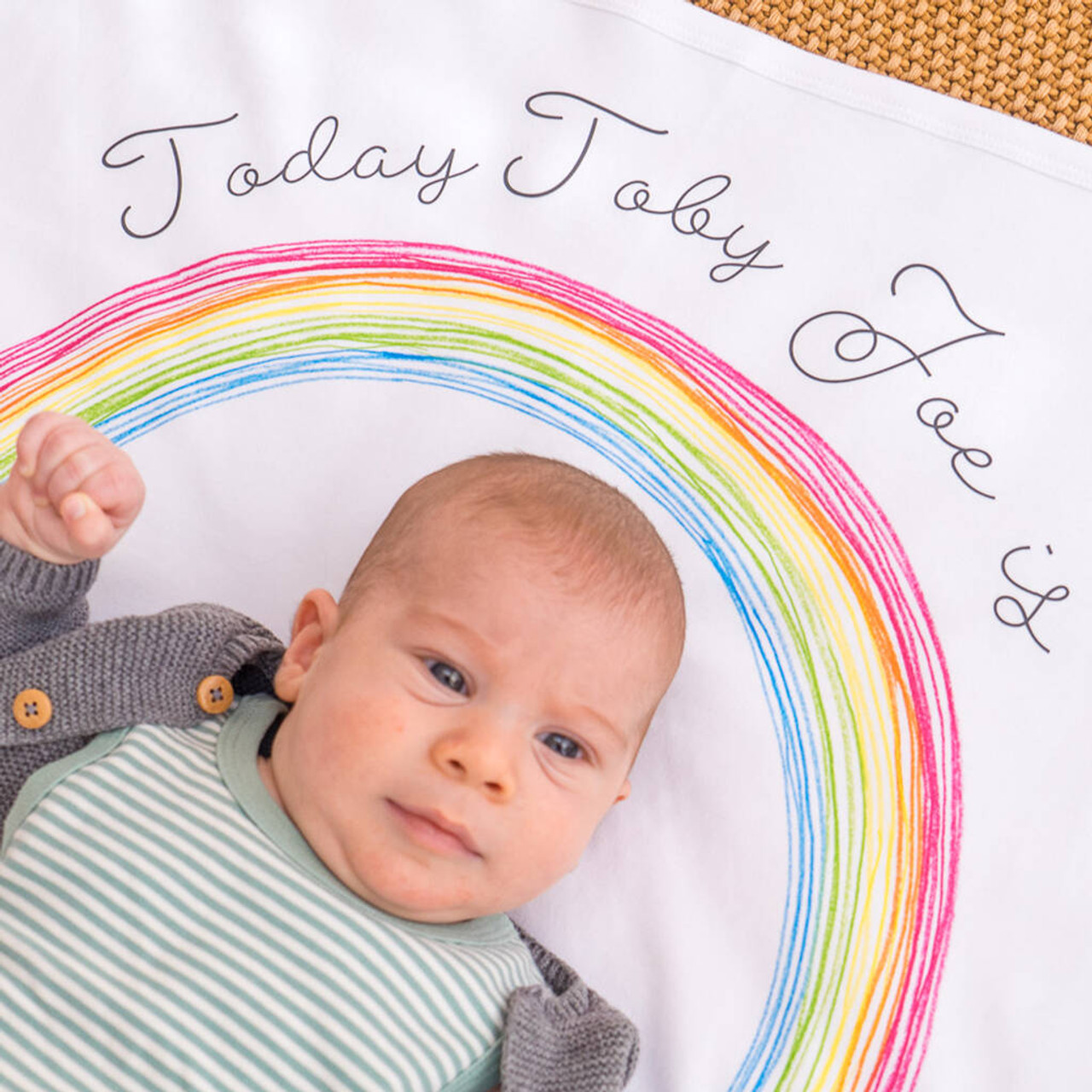 Personalised rainbow deals baby blanket